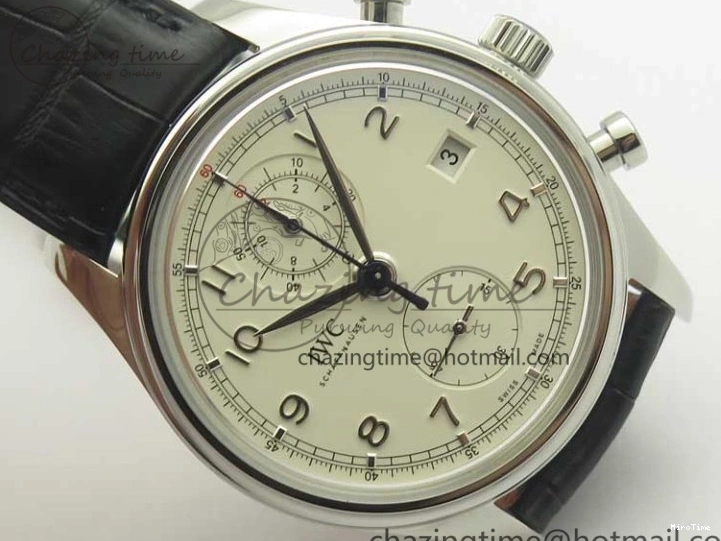 MIROTIME 0822 Portugieser Chrono  42 IW390403 ZF 1:1 Best Edition White Dial Blue Hand on Black Leather Strap A WellDesigned 7190